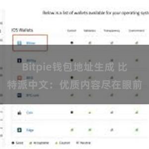 Bitpie钱包地址生成 比特派中文：优质内容尽在眼前